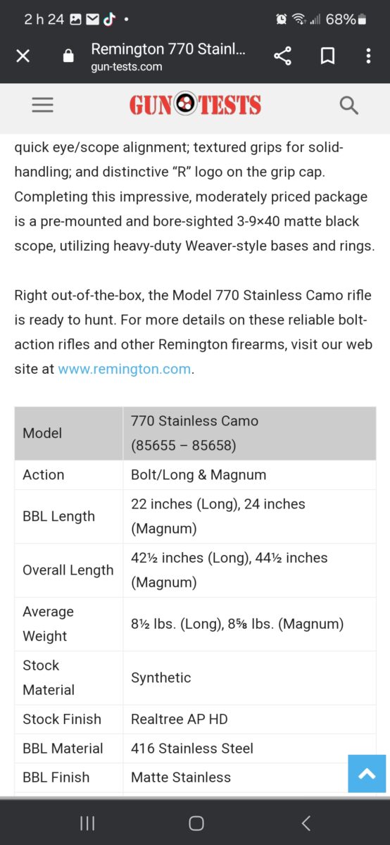 Remington model 770 , 7MM mag stinless, camo