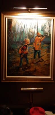 Peinture pere et fils a la chasse