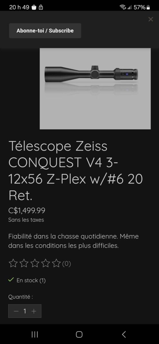 Télescope zeiss conquest v4 3-12×56 z-plex