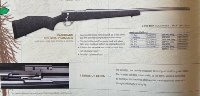 Weatherby Vanguard Sub-Moa Stainless 300 Wby Mag