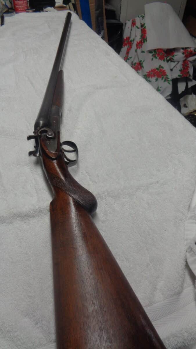 FUSIL NEWMANN BROS. JUXTAPOSÉ Chiens extérieurs ANTIQUE